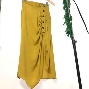 Asos Design satin midi skirt, popper front size 2